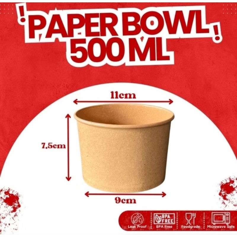 PAPER BOWL KRAFT 500 ML | PAPER BOWL KAMIPACK (BOWL SAJA)