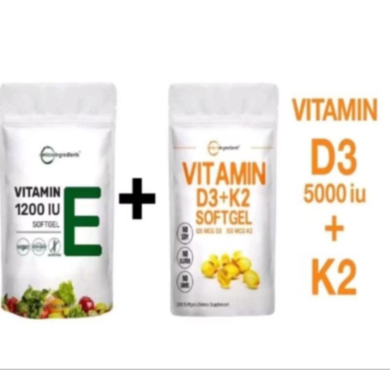 PAKET PROMO  VITAMIN E 1200iu 240 sofgel DAN VITAMIN D3K2 5000iu 300 sofgel