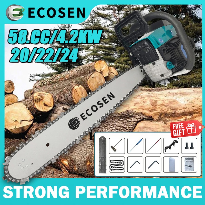 ECOSEN Mesin Potong Kayu 58CC 20/22/24" Chainsaw 2Tak Untuk /Gergaji Mesin/Mesin Gergaji Kayu/Gergaj