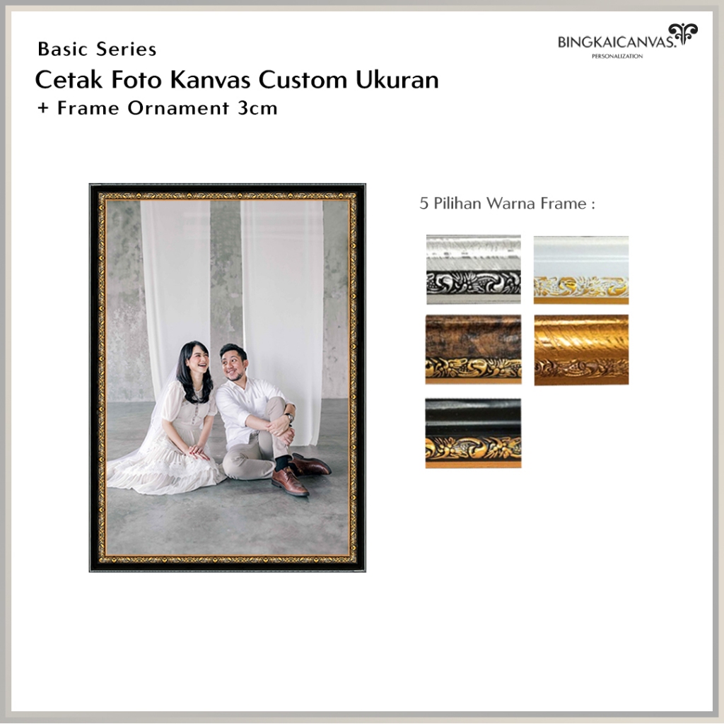 CETAK FOTO BINGKAI KANVAS 10R - 20R FRAME ORNAMENT 3CM AESTETHIC VARIAN UKURAN