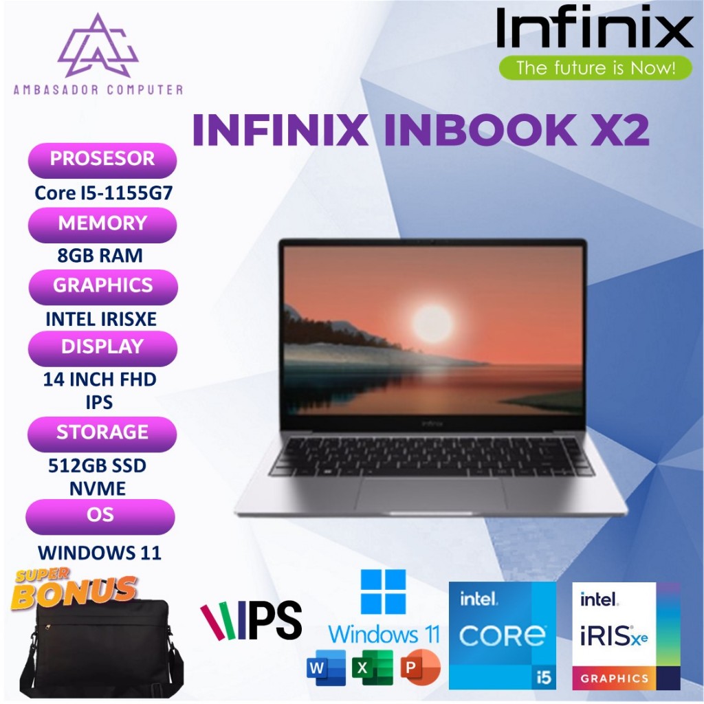 Infinix Inbook X2 i5 1155G7 8GB 512GB Windows 11 14.0 Full HD IPS