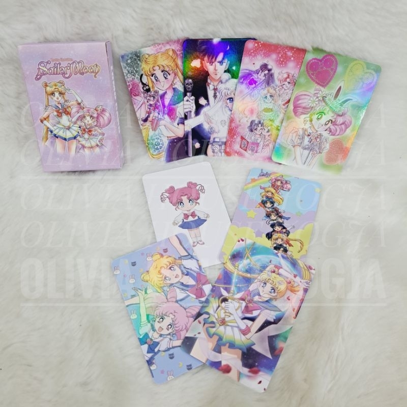 Photocard Pretty Guardian Sailormoon Hologram 55 pcs Lomo Card Sailormoon Hologram Pink Ungu 55 pcs