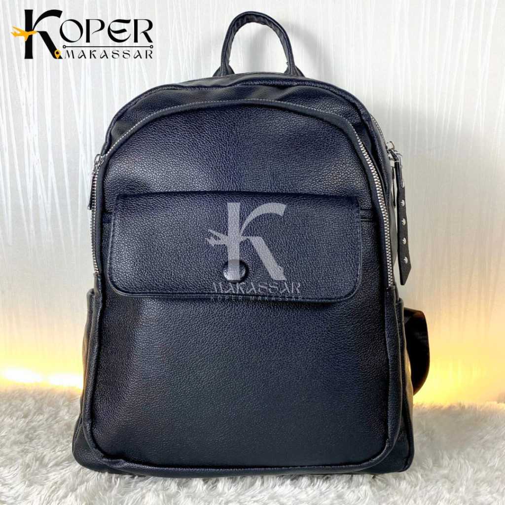RANSEL KULIT HITAM POLOS IMPORT PREMIUM RANSEL SANTAI RANSEL KULIAH TAS RANSEL HITAM MAKASSAR