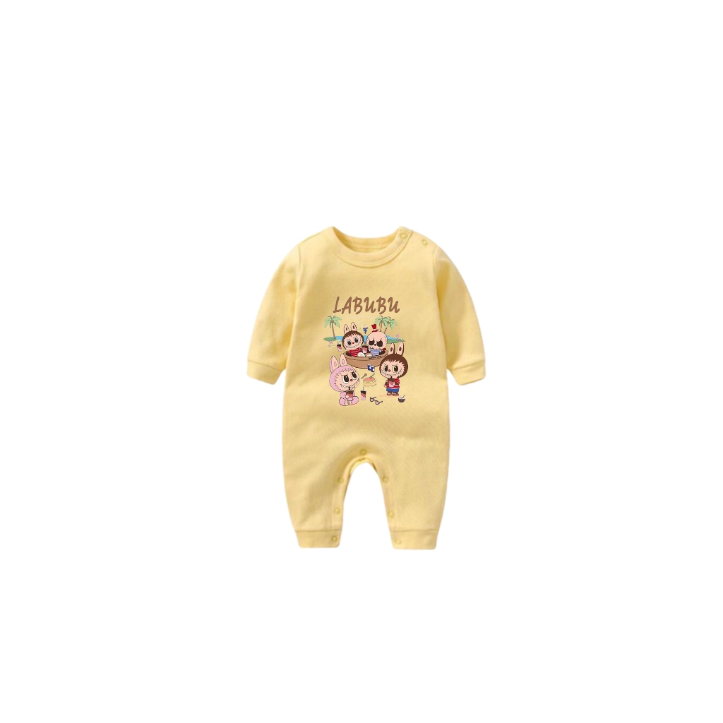 DC Romper Bayi Motif Labubu Bear Pantai / Baju Jumper Bayi 2-12 Bulan  / Sleepsuit Bayi Laki Laki da