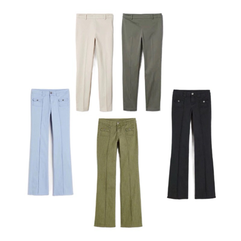 HM NEW WOMEN SLACKS FLARE CUTBRAY PANTS CELANA PANJANG WANITA