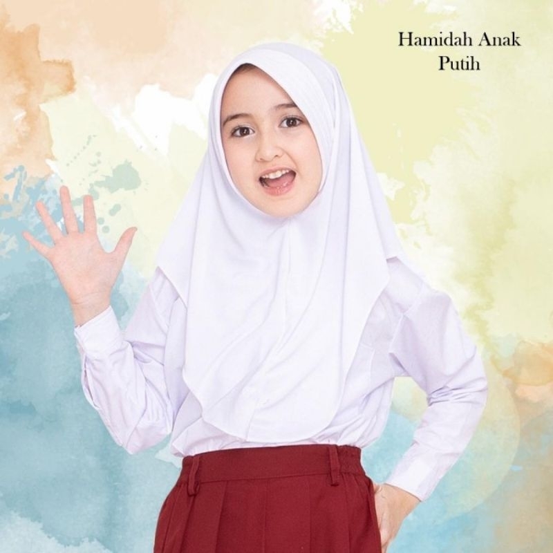 jilbab sekolah anak Hamidah instan/jilbab instan anak bergo anak sekolah