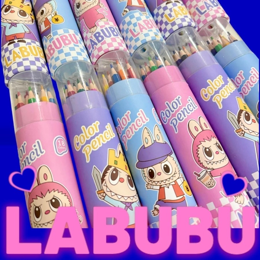 

LABUBU Pencil Colour LABUBU Monster Tabung isi 18 Pcs Free serutan PENSIL WARNA / Pensil Warna 18 pcs / Pensil Warna Labubu Viral / Pensil Warna Anak Anak