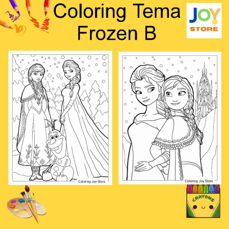 

Kertas Gambar Mewarnai ukuran A4 dan A5 150 gsm - Coloring Paper Tema Frozen B Toko Joy Store