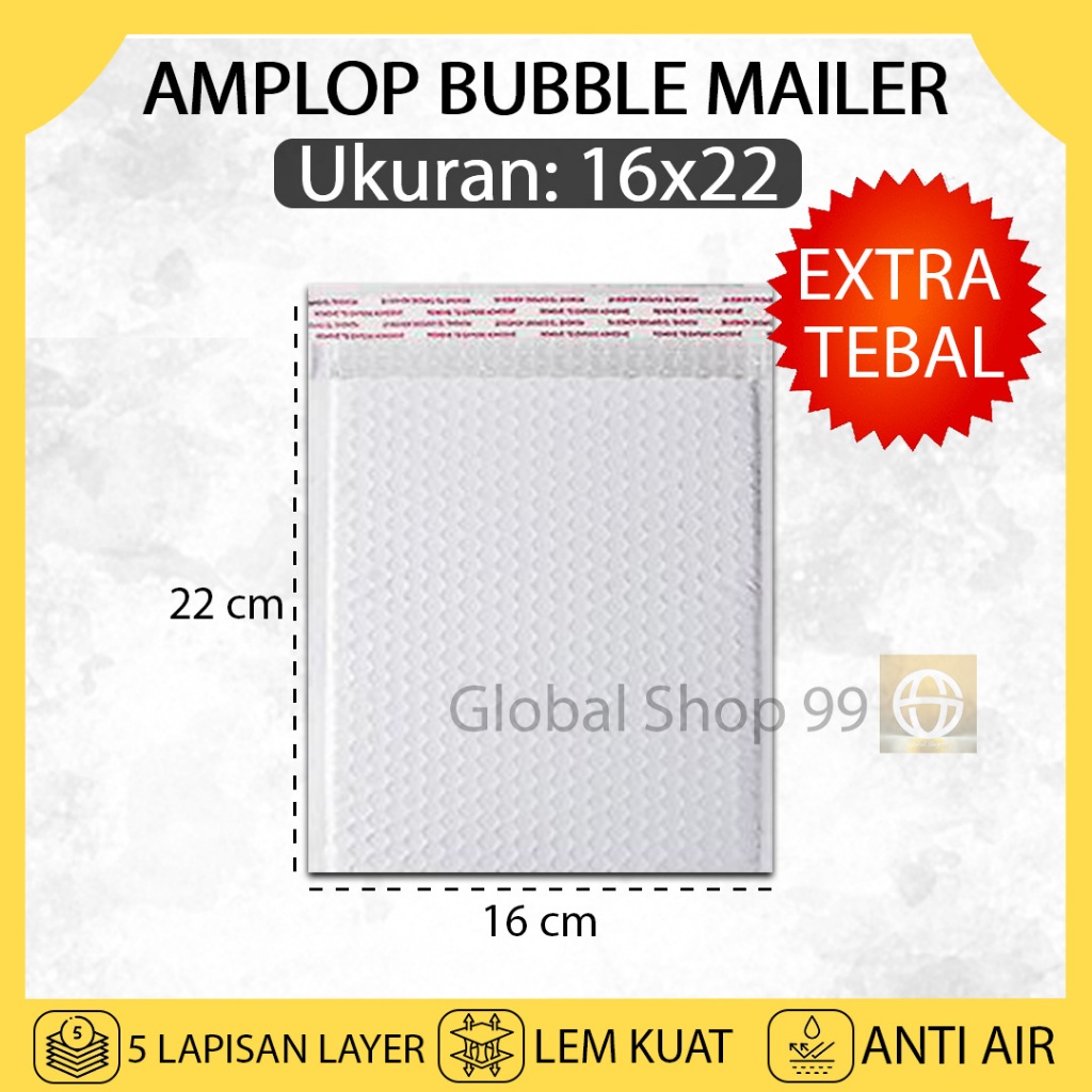 

Kantong Plastik Packing Amplop BUBBLE MAILER 16x22 Putih White Polymailer Bubble Wrap Pelastik Paket Usaha Online Shop Murah