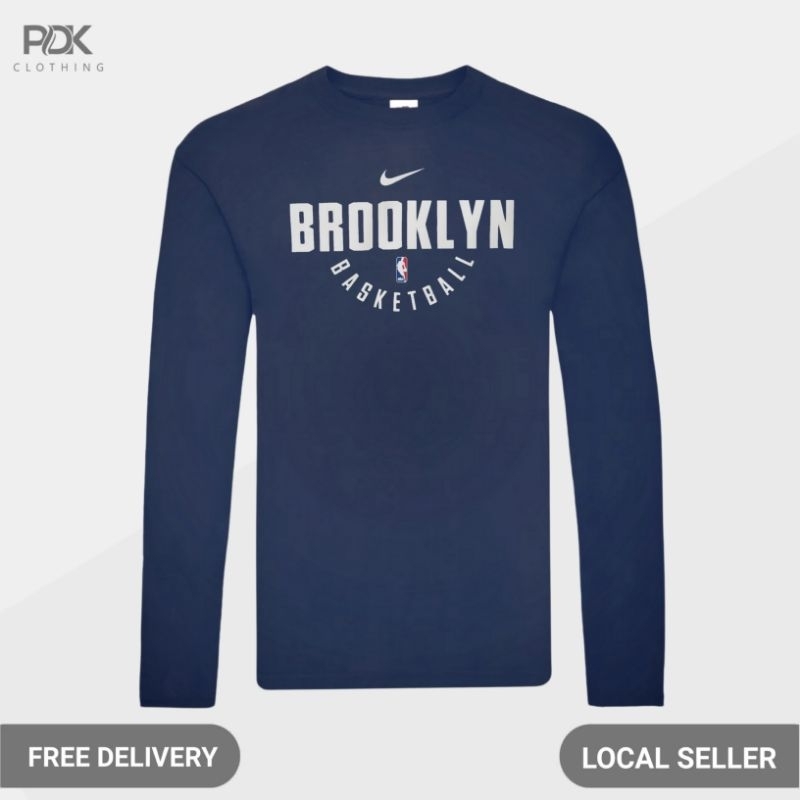 Kaos Pria Baju Lengan Panjang Basketball Nba Brooklyn