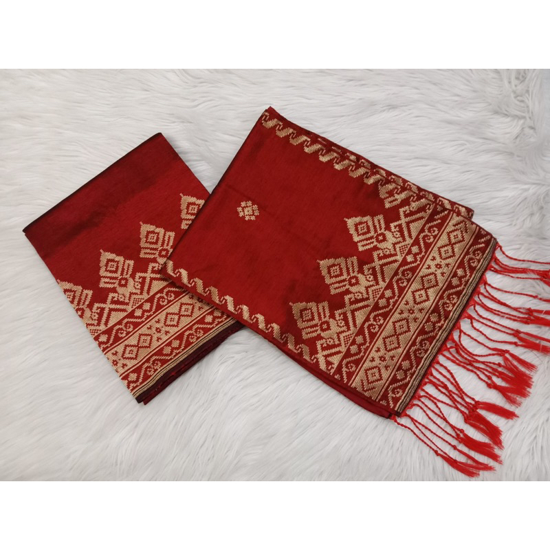 Songket silungkang warna maroon gold