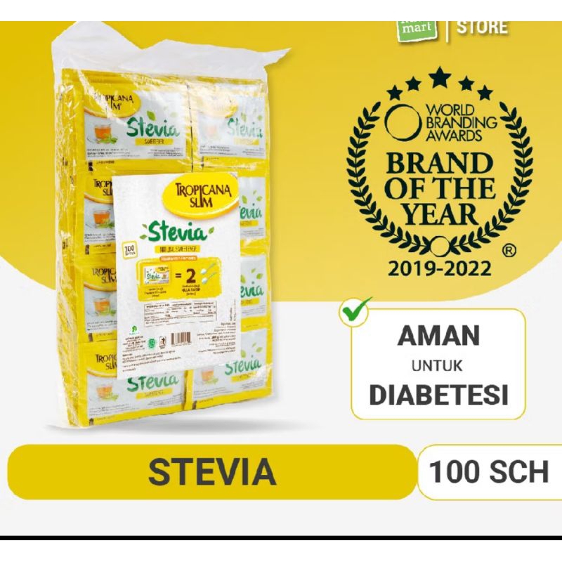 

Tropicana Slim stevia 100 pcs ( sachet) pemanis alami pengganti gula diabetes