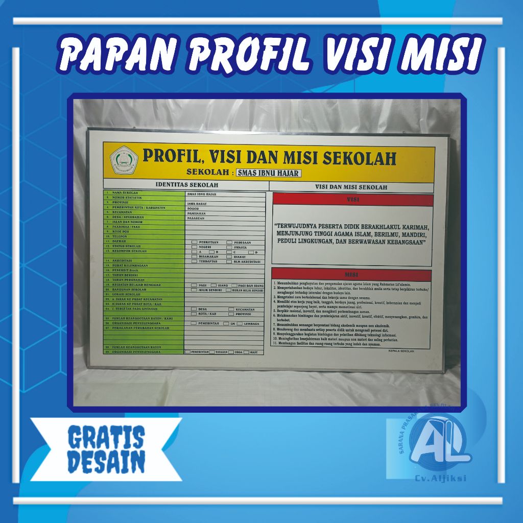 Papan Data Visi Misi Sekolah