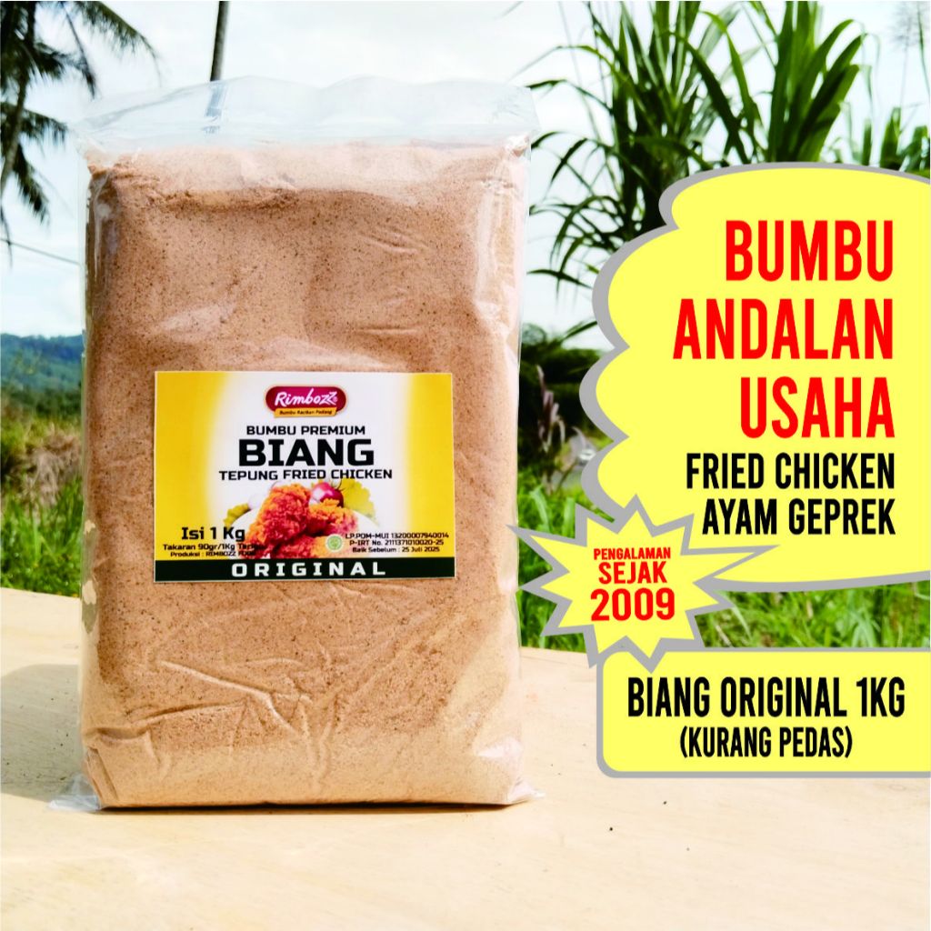 

Biang tepung fried chicken 1kg ORIGINAL, bumbu biang tepung Rimbozz untuk usaha ayam geprek, crispy