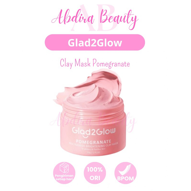 Glad2Glow - Clay Mask Pomegranate Niacinamide Brightening