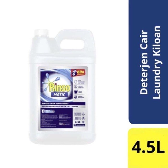 Rinso Matic Professional Deterjen Laundry Kiloan Cair 4.5 L Jerigen ORIGINAL