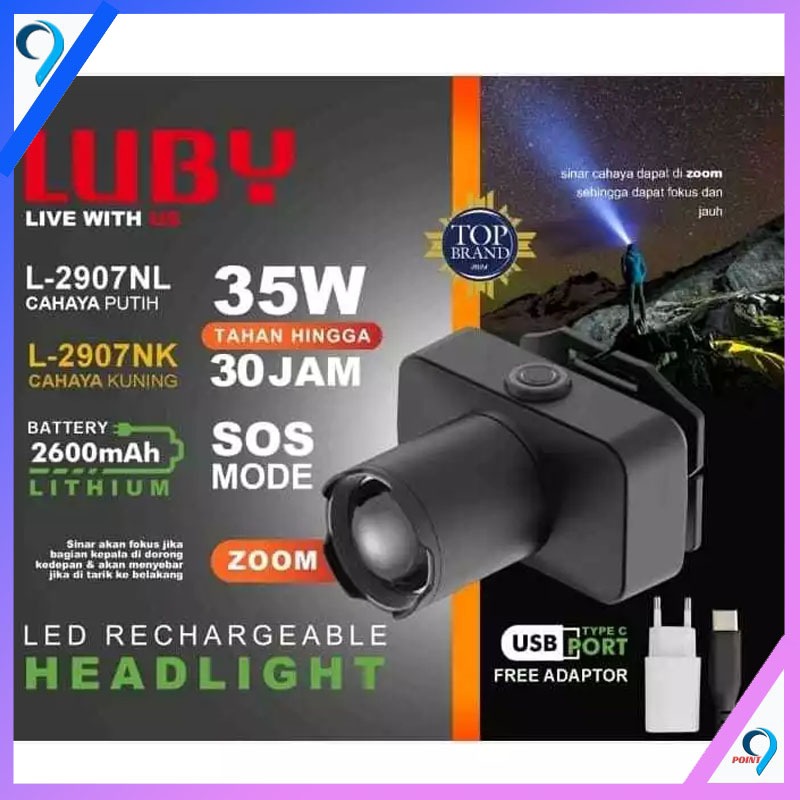 SENTER KEPALA LUBY 2907 35W ,SENTER KEPALA ZOOM LUBY ,SENTER HEAD 35WATT LUBY ,LUBY ZOOM 35W ORIGINA