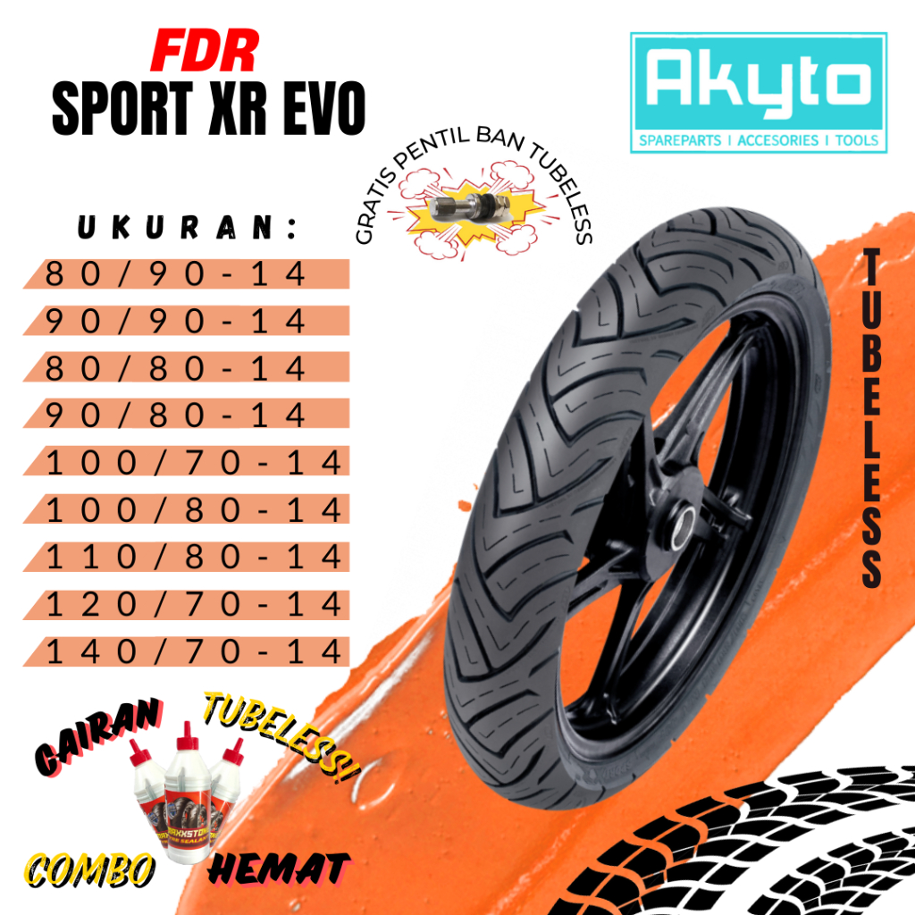 BAN FDR SPORT XR EVO RING 14 / BAN TUBELESS / BAN MOTOR R14 / VARIO BEAT MIO X RIDE GEAR LEXI AEROX 