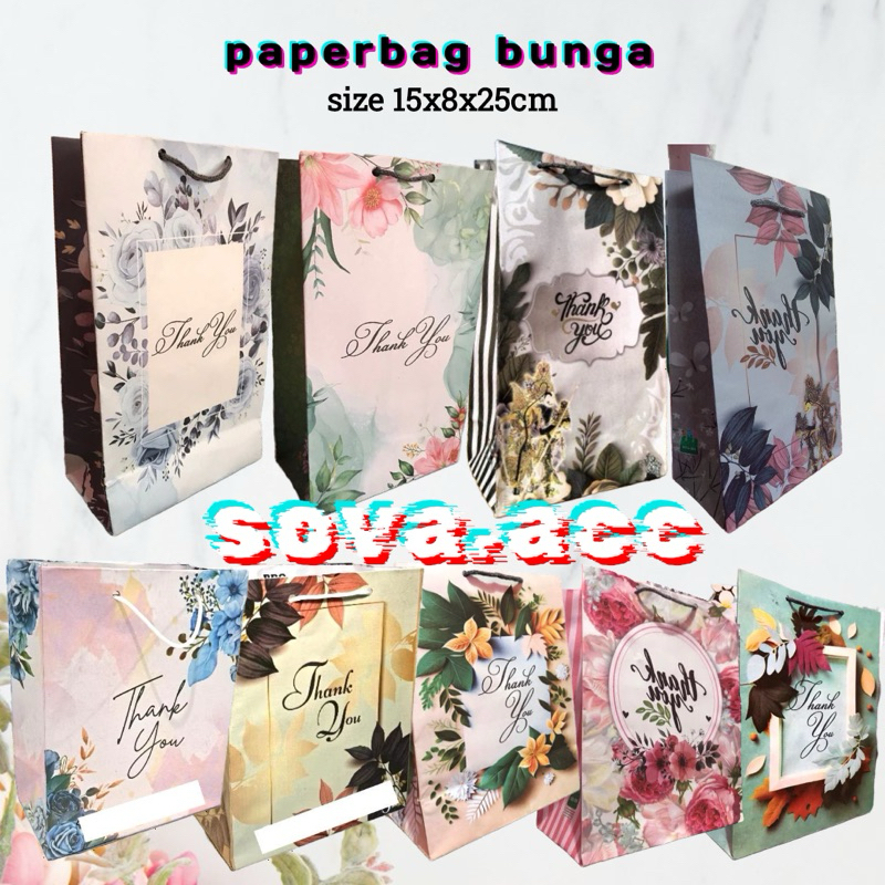 

Paperbag motif bunga flowers unik kado 15x8x25