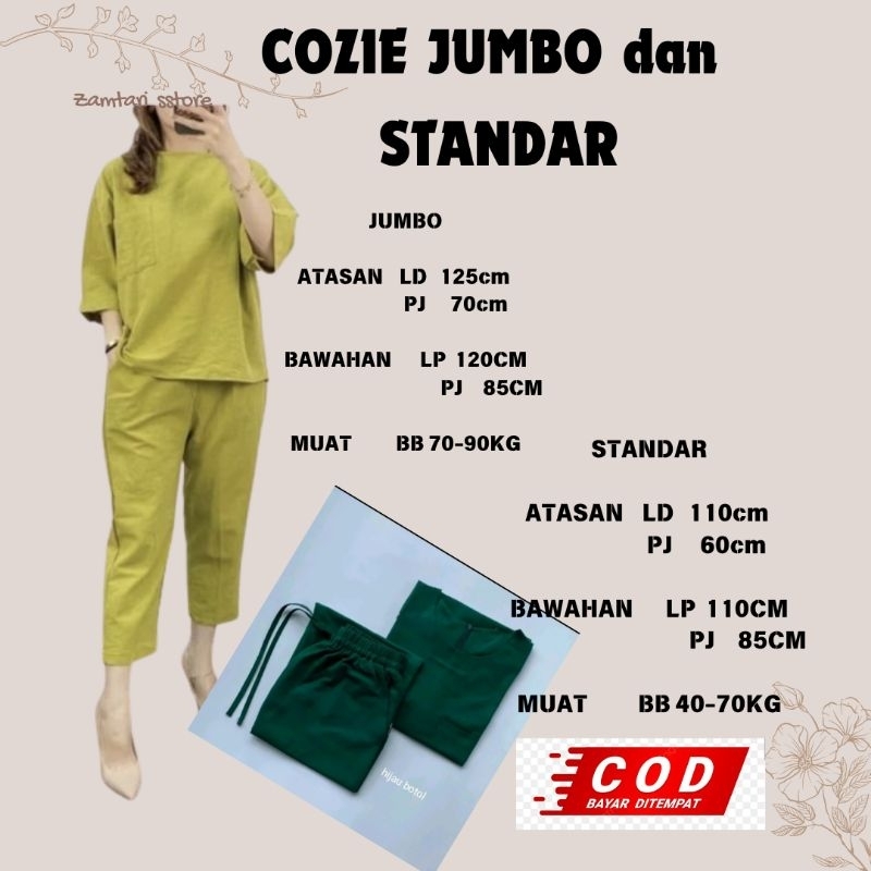 Setelan Wanita Cozie Set Jumbo Linen Premium Set Katun Wanita Terbaru One Set Wanita Jumbo Terlaris