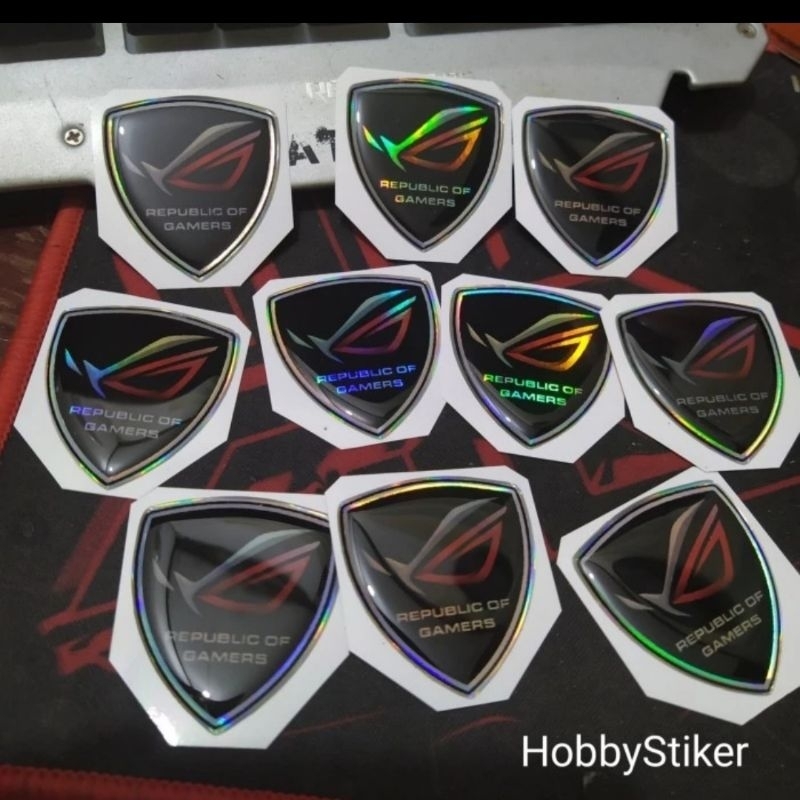 Stiker emblem timbul rog republic of gamer untuk pc laptop