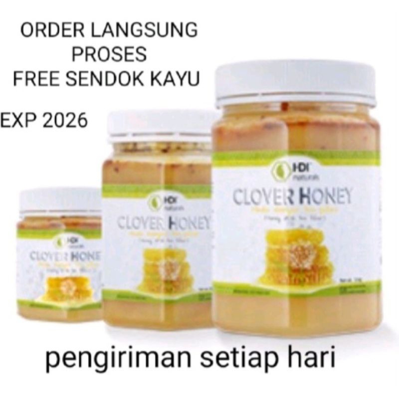 

madu clover honey 1kg,500gr,250gr asli exp 2026 free sendok kayu