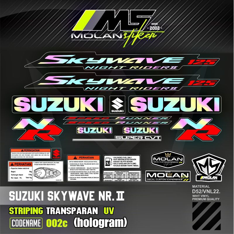 Decal Sticker Striping Variasi Transparan Uv Skywave NR 2 Speed Runner Hitam Mocca Skywave Nigt Raid