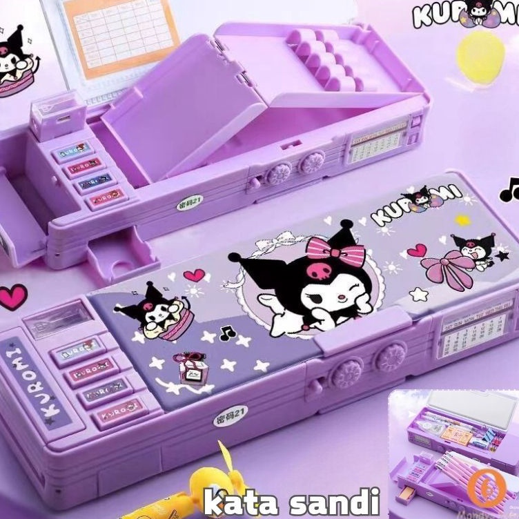 

ART D3I9 Penjual LokalBaru Kuromi Kotak Alat Tulis Multifungsi Kunci Kode Kotak Pensil Sanrio Dua Sisi Bernilai Tinggi Kapasitas Besar
