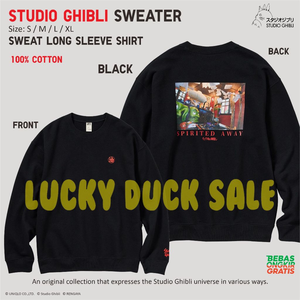 UNIQLO Studio Ghibli Sweat shirt Totoro Spirited Away Sweater Mononoke