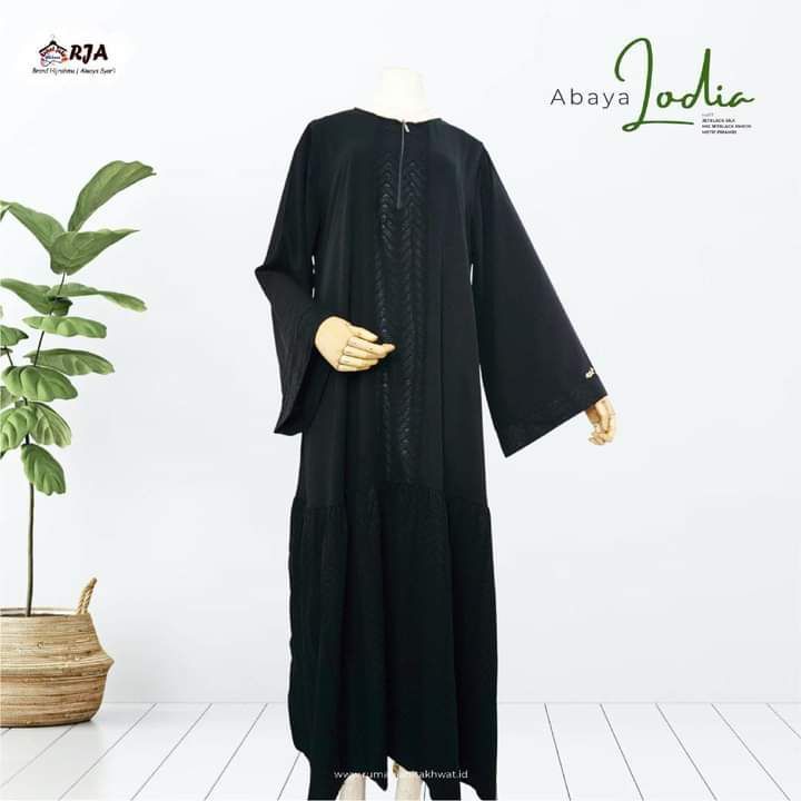 Gamis Hitam Abaya Lodia Jetblack Embos