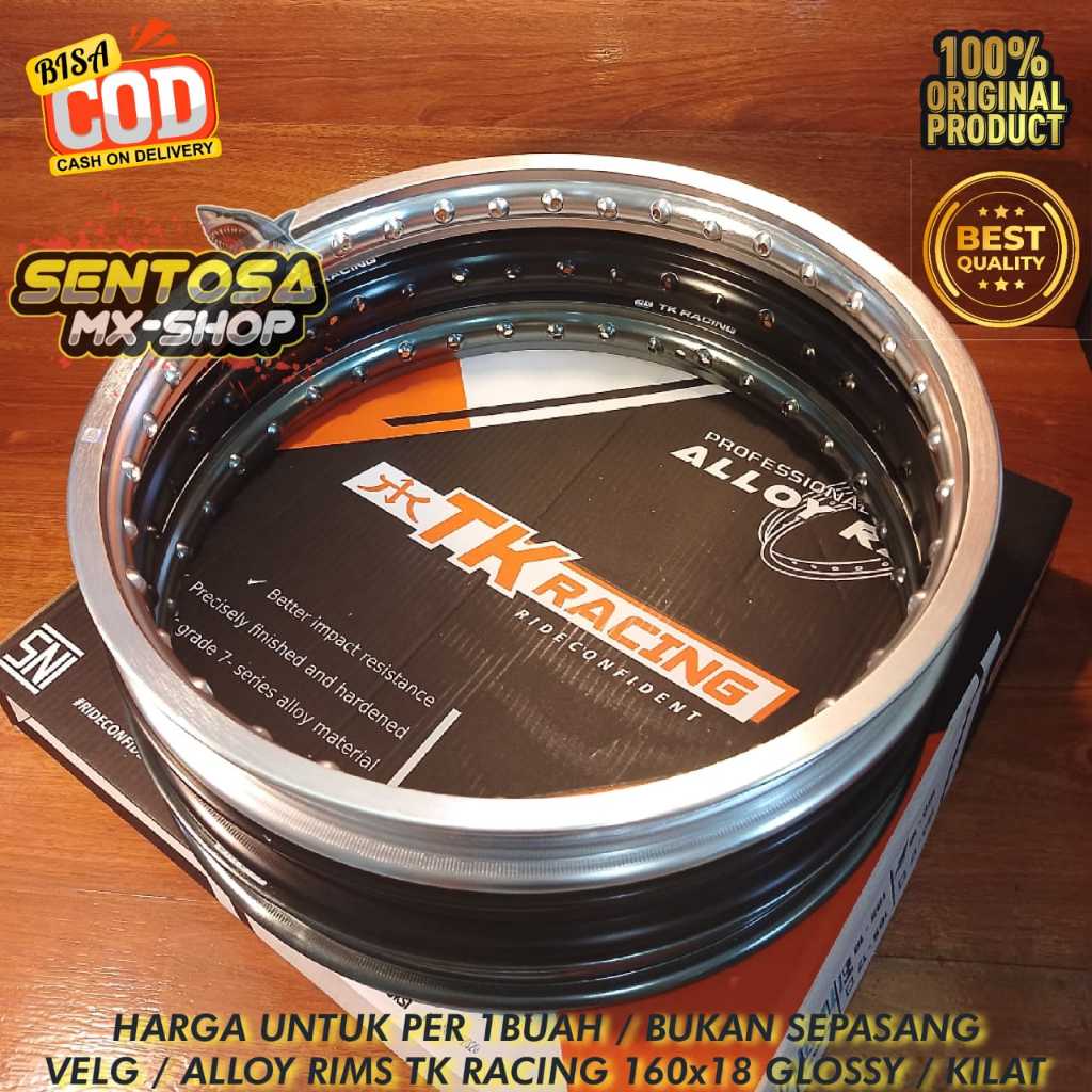 VELG - ALLOY RIM TK RACING 160 RING 18 GLOSSY/KILAT TITANIUM GREY/SILVER/BLACK/BRONZE ( harga 1buah 