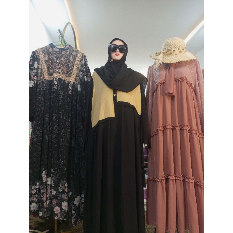GAMIS CRINGKLE HITAM COKLAT MUDA/COKSU