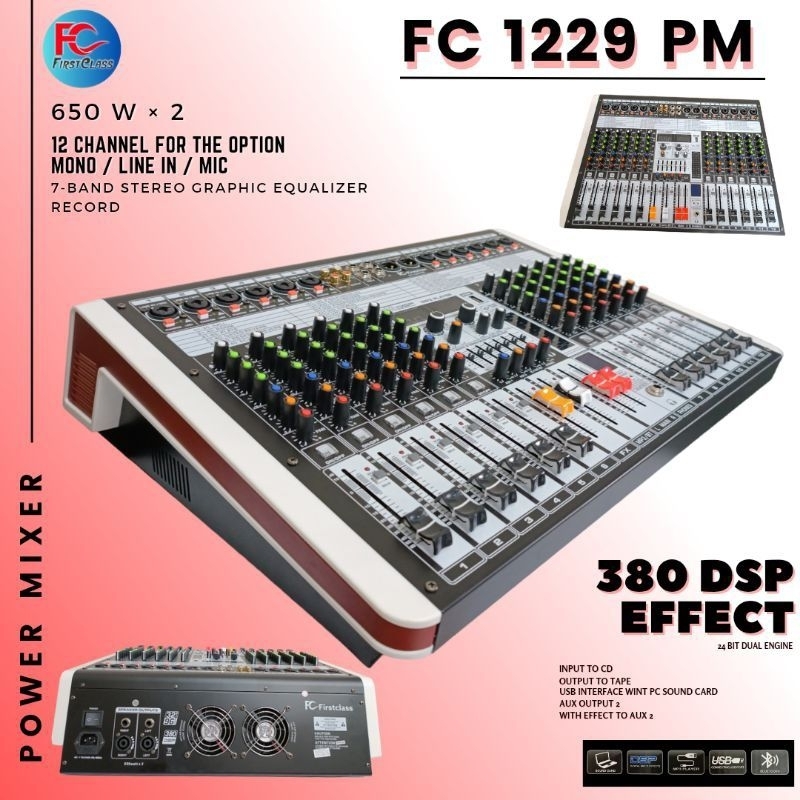 Power Mixer Firstclass 1229 PM | Audio Mixer 650 wat x 2 | 12 Channel Fc 1229pm