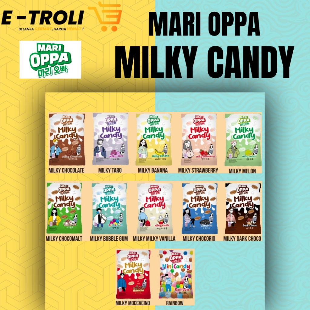 

MILKY CANDY MARI OPPA BERBAGAI RASA 1 RENTENG ISI 10BKS PERMEN SUSU VIRAL KOREA