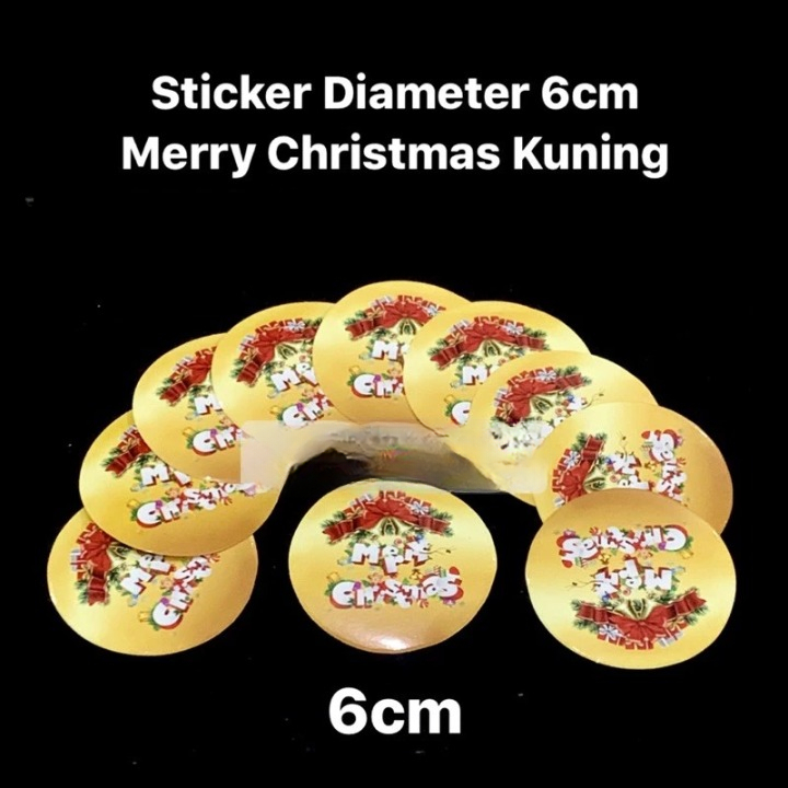 

1 Pack Isi 10 Pcs Hang Tag Marry Christmas Sticker Hampers Natal Ukuran Diameter 6 Cm