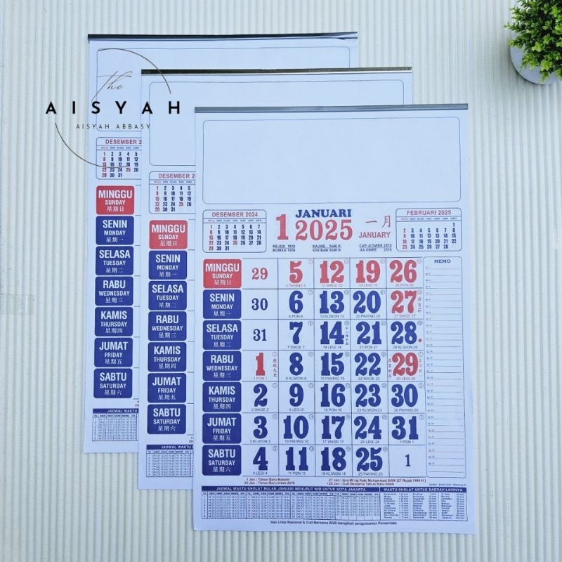 

kalender kerja MJ tahun 2025 ukuran 32x48 cm 12 lembar x 1bulanan(terima castume cetak merek)
