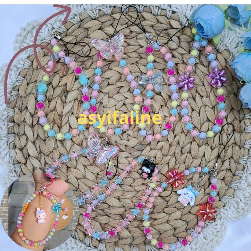 tali HP manik manik Gantungan HP Aesthetic gantungan HP manik manik tali HP tali lanyard tali HP kor