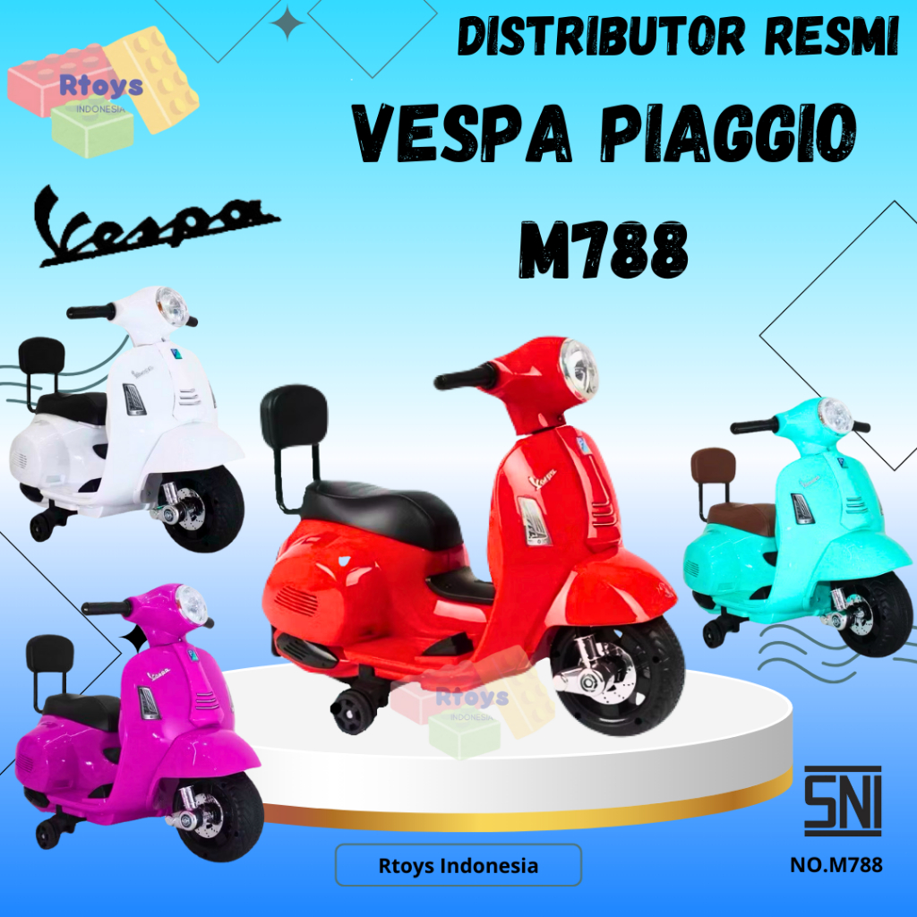 Mainan Anak Motor Listrik VESPA M788 PIAGGIO MOTOR AKI