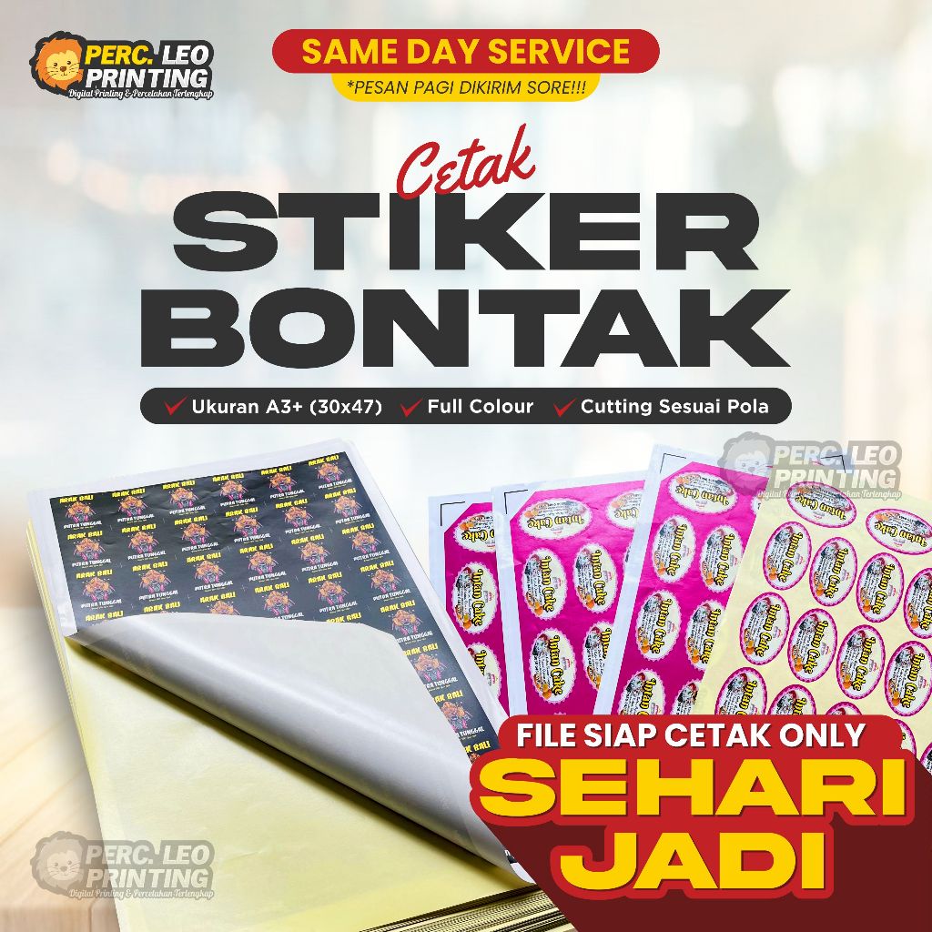 

Cetak Stiker Bontak / Chromo A3+ Semi Glosy (Cocok untuk lebel Kuliner, Kue, Produk kering, dsb )