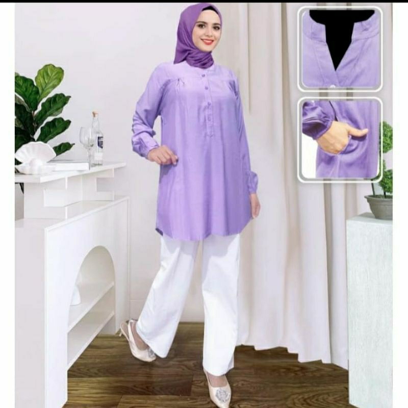 BLOUSE VISCOSE POLOS JUMBO WARNA LILAC