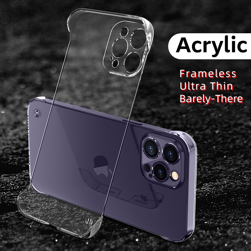 Frameless Ultra Thin Bening Casing iPhone 13 15 16 11 XR 12 14 Pro Max Luxury Import Mewah Transpara