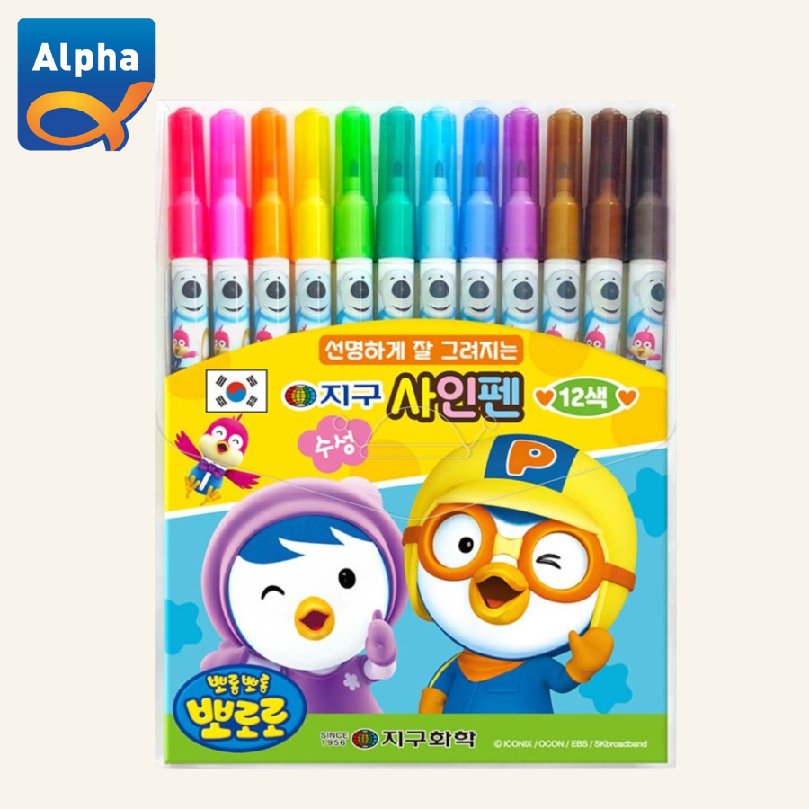 

[Pororo] Marker / Spidol 12 Warna (tidak beracun larut dalam air) - New