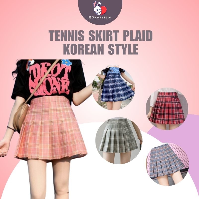 Tennis Skirt / Rok Pendek Plaid Celana Pleated Tartan Skater Mini Plisir Jepang Korea Shorts Tenis M