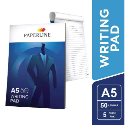 

(Pcs/50Lbr) PAPERLINE - Blocknote A5 Garis /Writing Pad