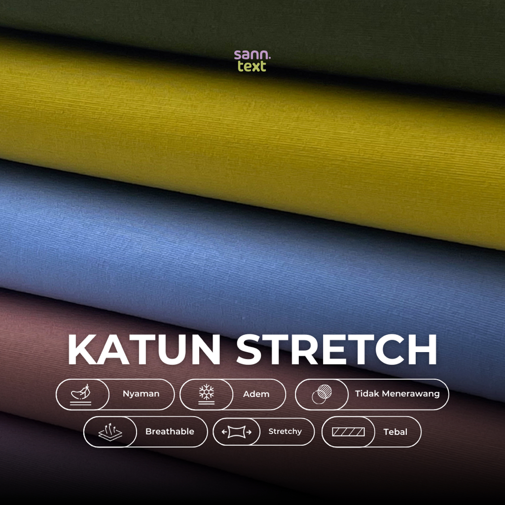 Sanntext Kain KAHATEX Katun Stretch Potongan @90x150 cm Per Warna