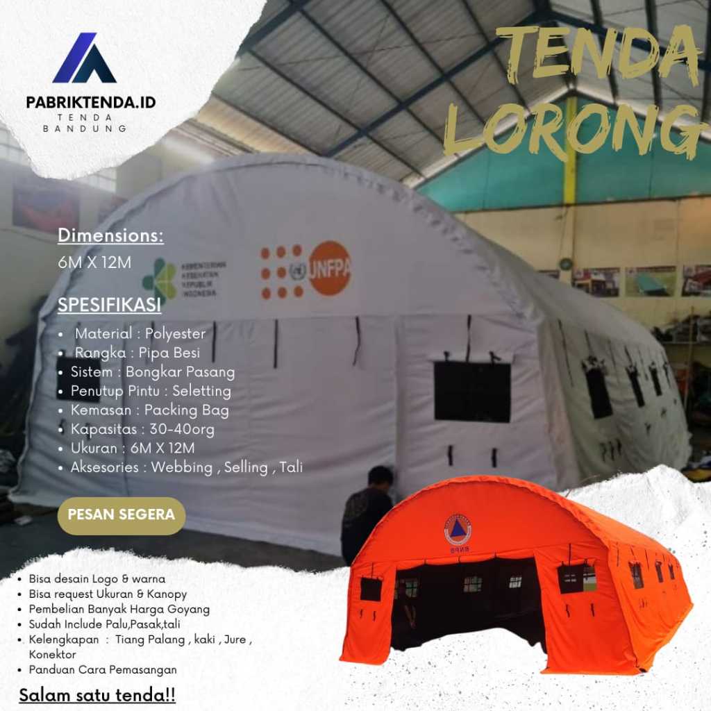 Tenda Lorong Pengungsian | Tenda BNPB BPBD Korban Bencana Tenda Darurat Ukuran 6x12