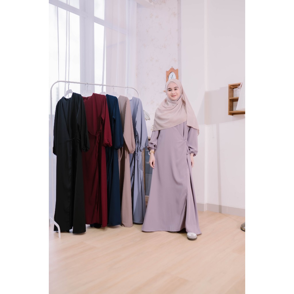 Aliyah Dress Baju muslim Dress Wanita  Kekinian  Model A line Abaya Turki Abaya Hitam Baju Muslim Wa