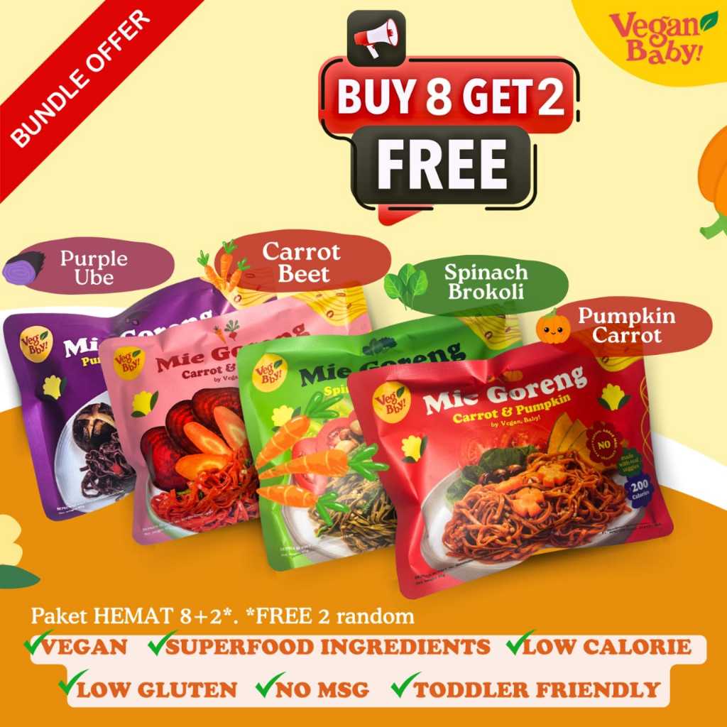 

[Buy 8 FREE 2] Vegan Baby Mie Goreng Sehat Anak Rendah Kalori Non MSG Vegetarian