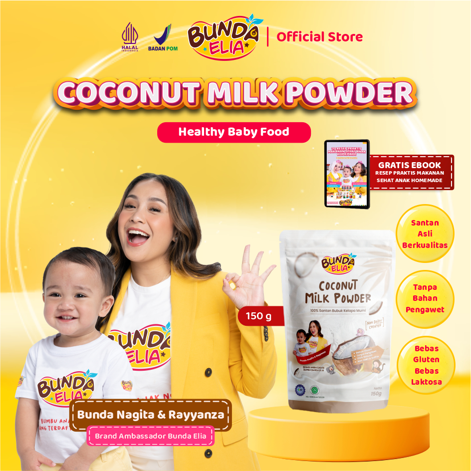 

Bumbu Bunda Elia Coconut Milk Powder / Santan MPASI / Santan Anak / BB Booster MPASI / Santan Organik / Lemak MPASI / Lemak Bayi / Penambah Berat Badan Bayi / Penambah Berat Badan Anak