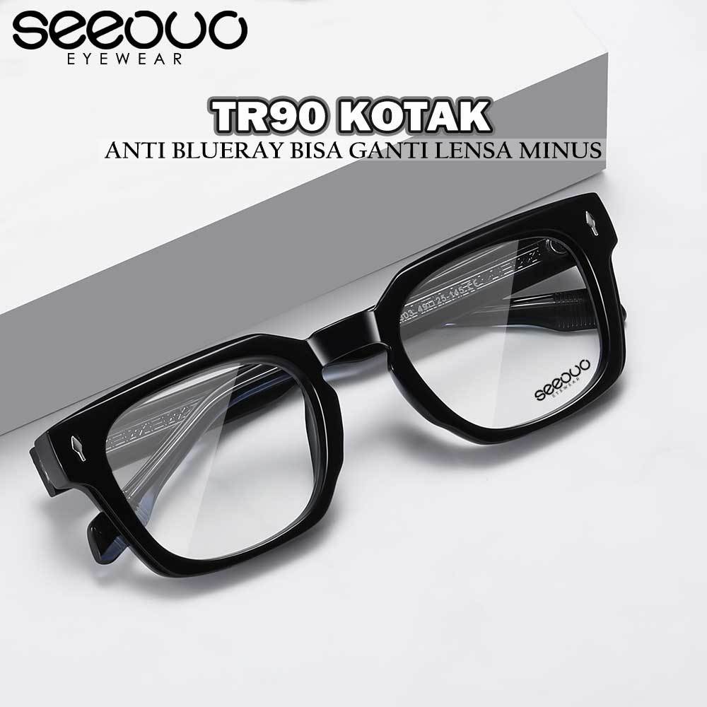 rajhendra_ - Seeouo Kacamata TR90 Kotak Stylish Photocromic Anti Radiasi Blueray Bisa Minus 8303X